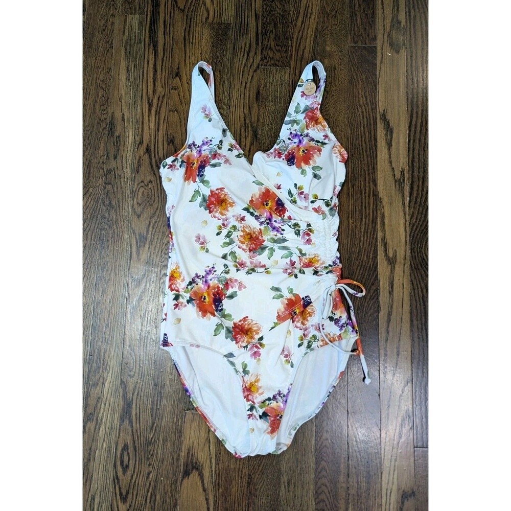 Nip Tuck One Piece Swimsuit White & Floral US 8 Multi Fit Cup Tummy Control NWT